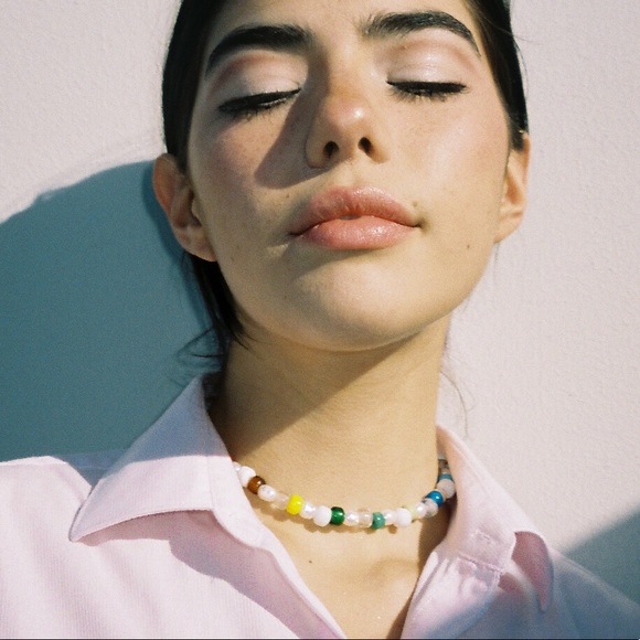 Large Genuine Freshwater Pearl Colorful Beaded Rainbow Choker Necklace - Picture 5 of 8